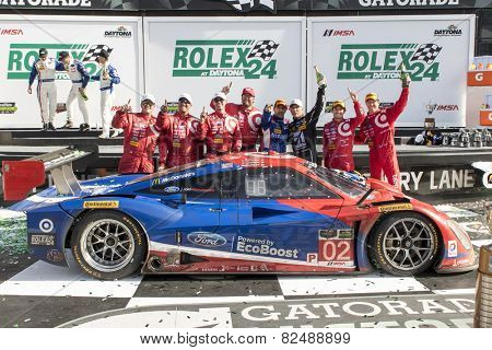 Daytona Beach, FL - Jan 25, 2015:  The Tudor United SportsCar Championship teams take to the track for the Rolex 24 at Daytona International Speedway in Daytona Beach, FL. 