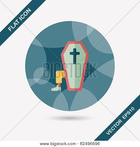 Coffin Falt Icon With Long Shadow,eps10
