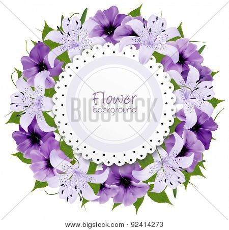 Border Of Colorful Flowers. Vector illustration