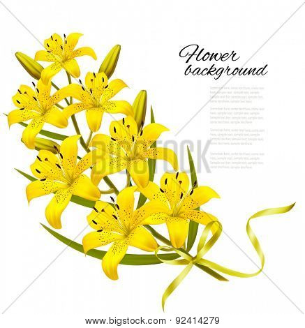 Holiday yellow flowers background. Vector.