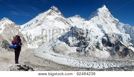 Everest From Pumo Ri Base Camp With Tourist