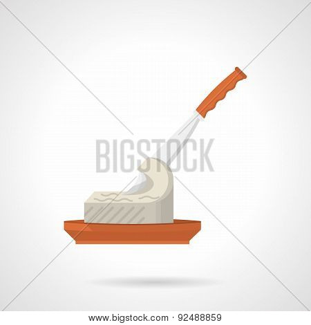 Butter with knife flat color vector icon