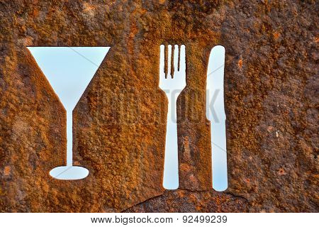 Rusty Oxidated Restaurant Sign