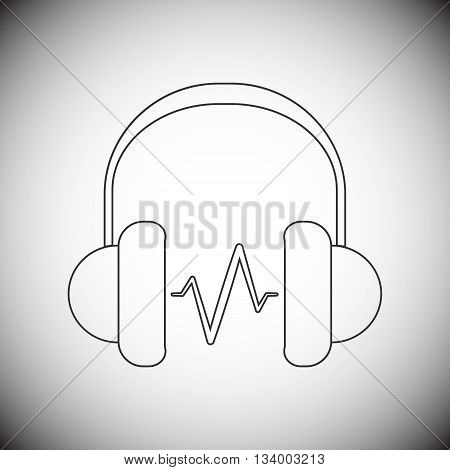 Modern style headphone line icon with grey gradient background