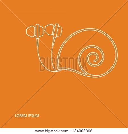 Vector headphone drawn looks like a snail with text