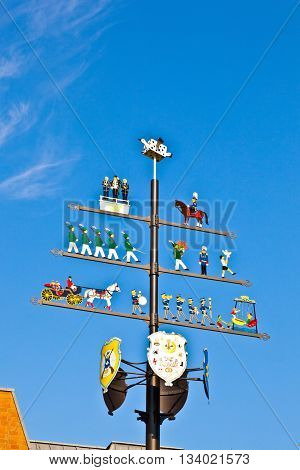 WILLICH, GERMANY - JUNE 3, 2011: traditional maypole with clear blue sky
