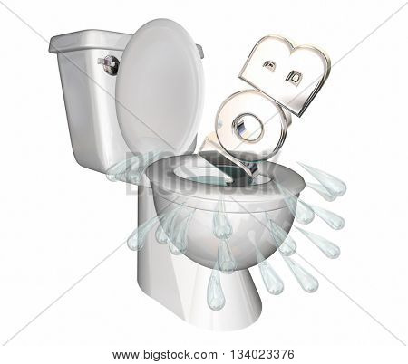 Job Position Unemployed Loss Laid Off Toilet Flush Down 3d Illustration