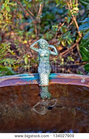 Little Mermaid Sitting On The Edge Of A Basin