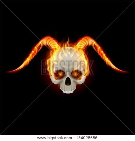 Burning skull with fire horns and no lower jaw