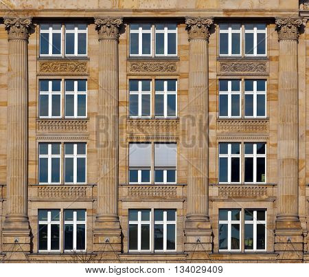 facade of old house gives a harmonic pattern