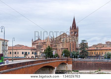 The Church Of San Fermo Maggiore On The Adige River
