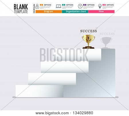 Stair To Success  Infographic Design Template For Replace Text, Stair Diagram, Stair Step Up Diagram