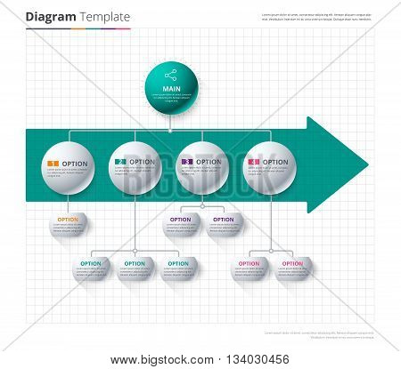 Diagram Template, Organization Chart Template. Flow Template, Blank Diagram For Replace Text, White