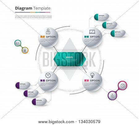 Diagram Template, Organization Chart Template. Flow Template, Blank Diagram For Replace Text, White