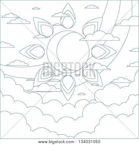 Sun in the clouds.. Stock vector illustration