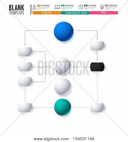 Diagram Template, Organization Chart Template. Flow Template, Blank Diagram For Replace Text, White