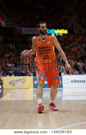 VALENCIA, SPAIN - JUNE 9th: San Emeterio during 4th playoff match between Valencia Basket and Real Madrid at Fonteta Stadium on June 9, 2016 in Valencia, Spain