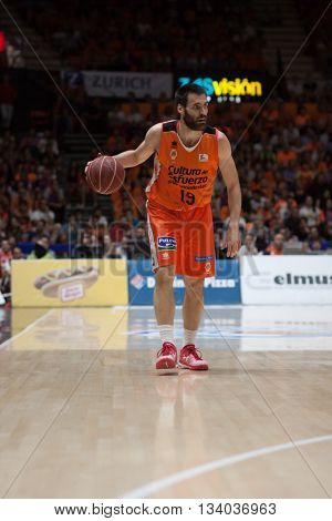 VALENCIA, SPAIN - JUNE 9th: San Emeterio during 4th playoff match between Valencia Basket and Real Madrid at Fonteta Stadium on June 9, 2016 in Valencia, Spain