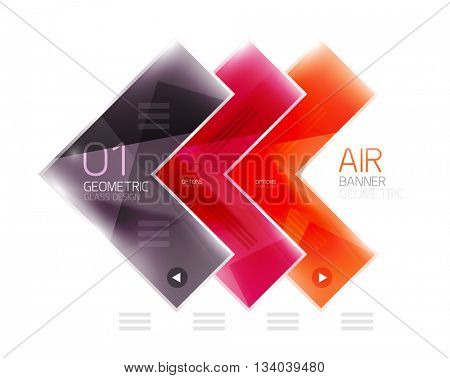 Color glossy glass arrow banner. Vector