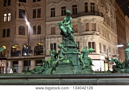 VIENNA, AUSTRIA - OCT 3, 2013: bronce Providentia Fountain in vienna