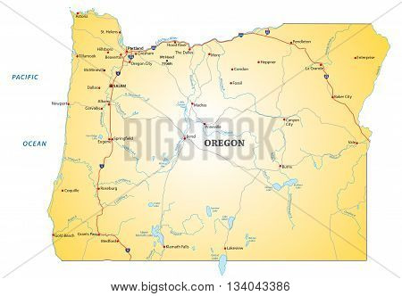 road map of the US state oregon