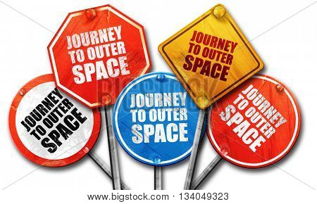 journey to outer space, 3D rendering, rough street sign collecti