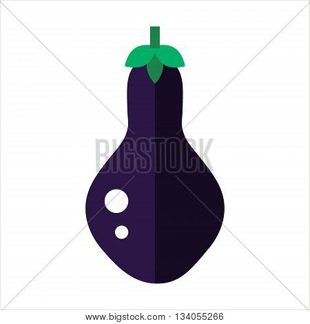 Eggplant icon isolated. Yummy eggplant vegetable. Flat eggplant on white background - vector stock.