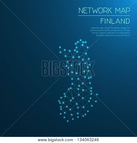 Finland Network Map. Abstract Polygonal Map Design. Internet Connections Vector Illustration.