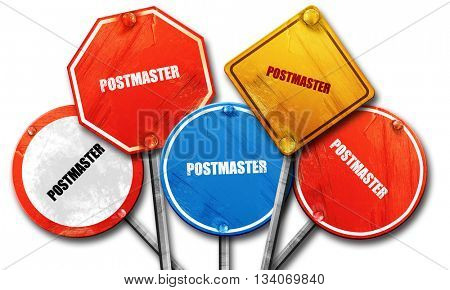 postmaster, 3D rendering, rough street sign collection