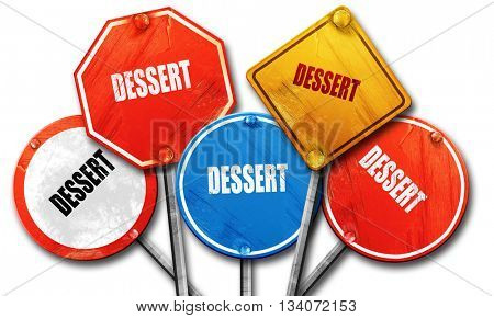 Delicious dessert sign, 3D rendering, rough street sign collecti