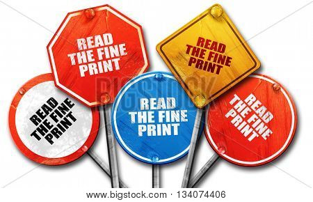 read the fine print, 3D rendering, rough street sign collection