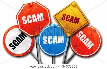 scam, 3D rendering, rough street sign collection