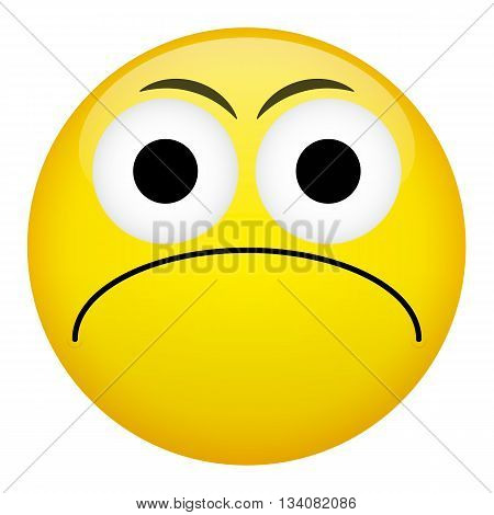 Frustration confusion frown criminal evil emotion. Bad emoticon illustration.