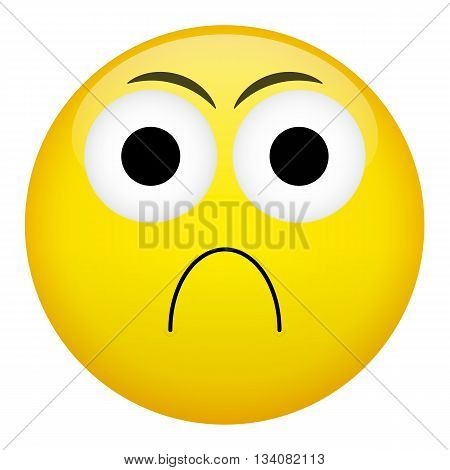 Frustration confusion frown criminal evil emotion. Bad emoticon illustration.
