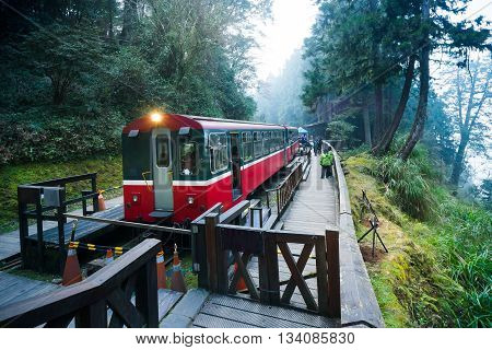Alishan forest train railway is famous for tourist attraction.