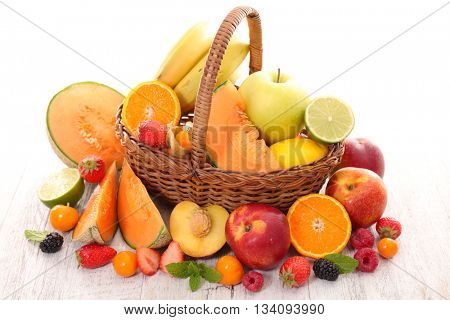 assorted fruit in wicker baket