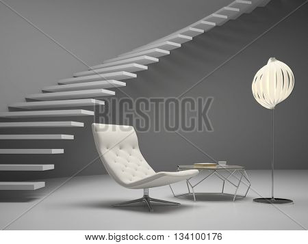 Interior modern design room 3D rendering