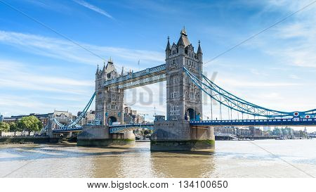 view of Tower Bridge over the River Thames London UK England selective focus