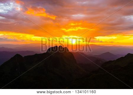 Majestic Sunset In The Peak Of Sub Alpine Mountains Landscape Colourful Cloud