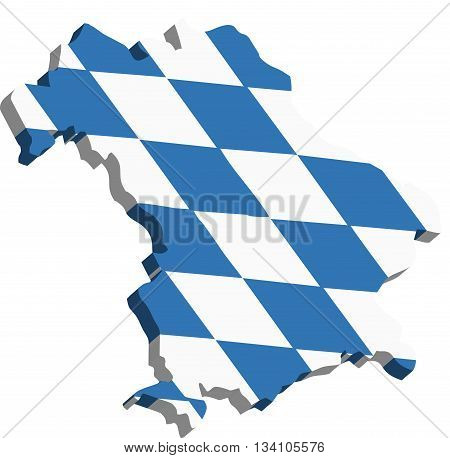 A map of Bavaria 3D on white background