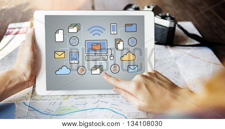 Digital Electronic Data Computing Connection Concept