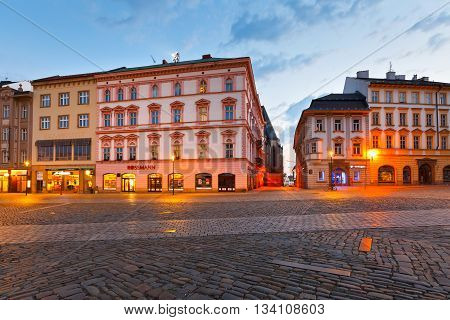 OLOMOUC, CZECH REPUBLIC - JUNE 05, 2016: Main square in the old town of Olomouc, Czech Republic on June 05, 2016.