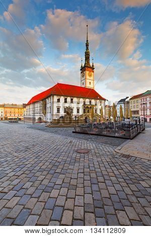OLOMOUC, CZECH REPUBLIC - JUNE 05, 2016: Town hall in the main square of the old town of Olomouc, Czech Republic on June 05, 2016.