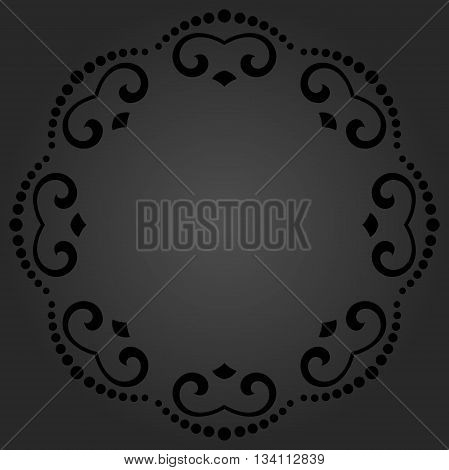 Elegant circle in the style of barogue. Abstract traditional ornament with oriental elements. Dark round pattern