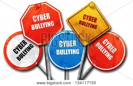 Cyber bullying background, 3D rendering, rough street sign colle