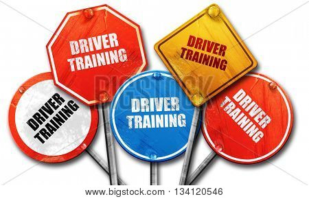driver training, 3D rendering, rough street sign collection