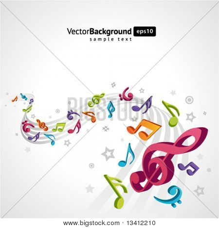 Sfondo colorato musica con note di volare