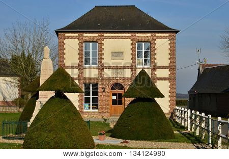 Fleury la Foret France - march 15 2016 : the picturesque city hall