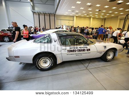 Cracow Poland - May 21 2016: Pontiac Trans Am Displayed At 3rd Edition Of Moto Show In Krakow. Polan
