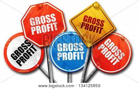 gross profit, 3D rendering, rough street sign collection